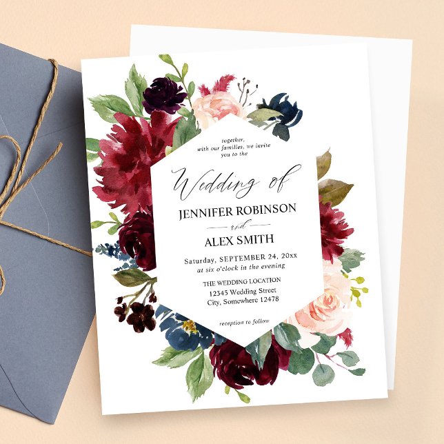 Budget Burgundy, Blush Pink, & Navy Floral Wedding (Créateur téléchargé)