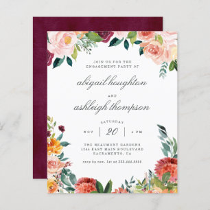 Budget Burgundy Blush rose Floral Parti d'engageme