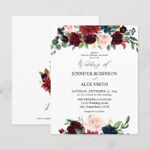 Budget Burgundy Blush rose & Navy Floral Mariage 2