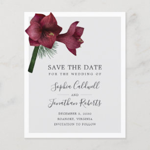 Budget Burgundy Floral Wedding Enregistrer la date