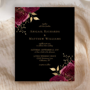 Budget Burgundy Gold Floral Mariage noir