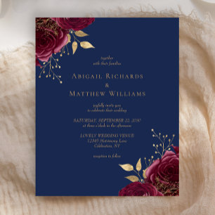 Budget Burgundy Gold Floral Marine Mariage bleu