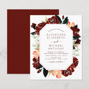 Budget Burgundy Marine Bleu Floral Mariage Élégant