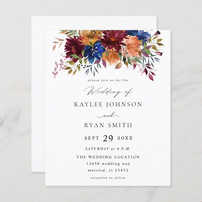 Budget Burgundy Marine Orange Automne Mariage flor (Devant / Derrière)