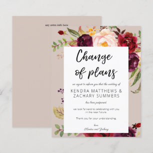 Budget Burgundy Marsala Floral TP Changement de pl