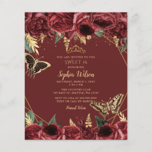 Budget Burgundy Papillon doux 16 Invitation