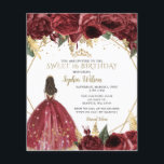 Budget Burgundy Princess Sweet 16 Invitation<br><div class="desc">Budget Elégant Bourgogne Or Floral Princess Sweet 16 Invitation</div>