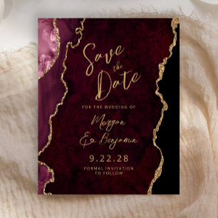 Budget Burgundy Red Agate Script Enregistrer la da