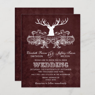 Budget Burgundy Stag Faire-part de mariage