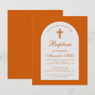 Budget Burn Orange Girl Baptism Arch Invitation