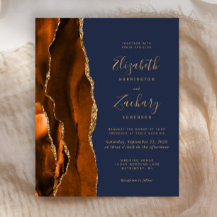 Budget Burning Orange Agate Faire-part de mariage