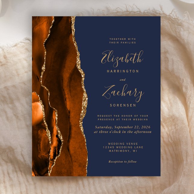 Budget Burning Orange Agate Faire-part de mariage  (Créateur téléchargé)