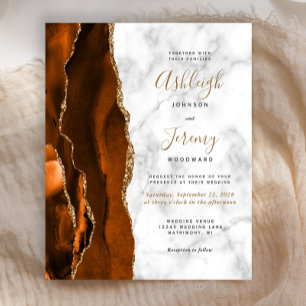 Budget Burnt Orange Agate Marbre Mariage Invitatio