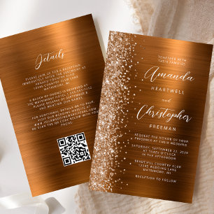 Budget Burnt Orange Glam QR Code Mariage Invitatio