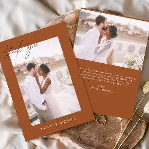 Budget Burnt Orange Mariage Photo Merci Cartes