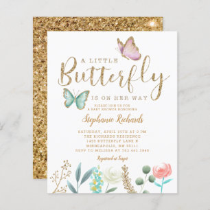 Budget Butterfly Garden Baby shower d'or Invitatio