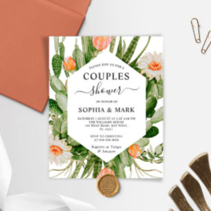 Budget Cactus Fleurs Couples Douche Invitation