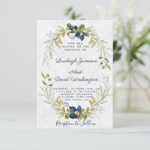 Budget Cadre floral bleu faire-part de mariage