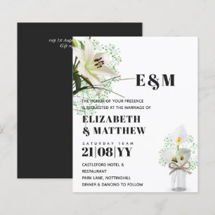BUDGET Calla Lilies Chic Shabby Mariage Invitation