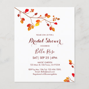 Budget Calligraphie Automne Bridal Showback Invita