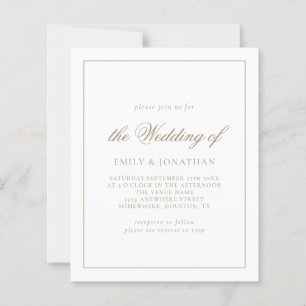 Budget Calligraphie Champagne Gold Wedding invite