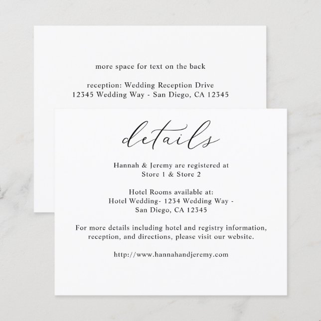 Budget Calligraphie noir & blanc Détails (Devant / Derrière)