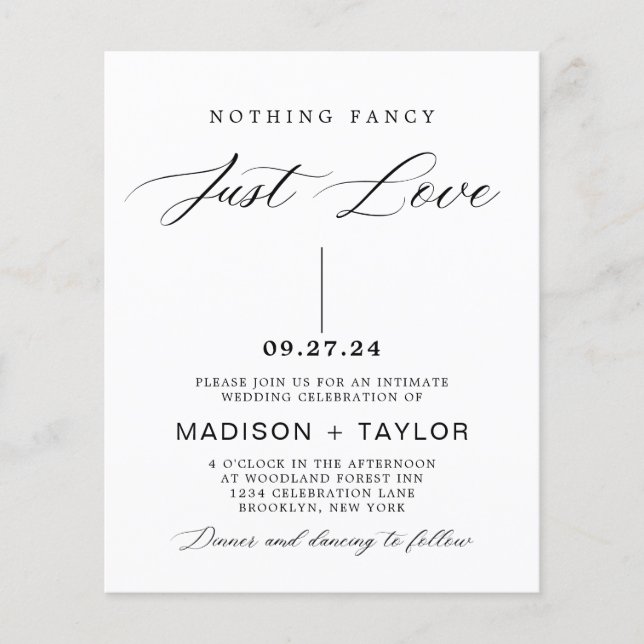 Budget Calligraphie Rien de fantaisie Juste Amour  (Devant)