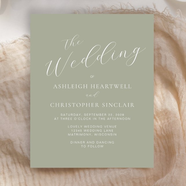 Budget Calligraphie Sage Green Faire-part de maria (Créateur téléchargé)