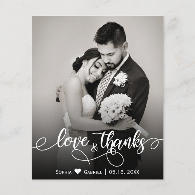 Budget Calligraphie Script Mariage amour et merci (Devant)