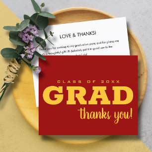 Budget Cardinal Red and Gold Grad Merci Note