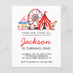 Budget Carnaval Cirque Fête Anniversaire Invitatio