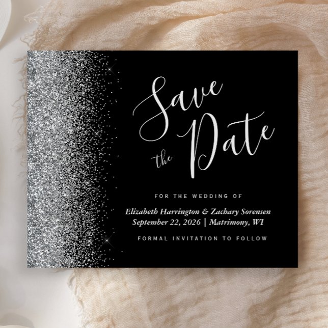 Budget Carte de Mariage à Épargner Noir avec Paill (Créateur téléchargé)