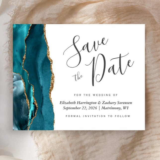 Budget Carte de Mariage Économique Turquoise Agate (Créateur téléchargé)