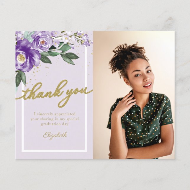 Budget Carte de remerciements Purple Floral (Devant)