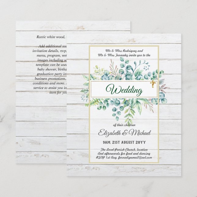 Budget CATHOLIQUE MARIAGE chrétien INVITATIONS ver (Devant / Derrière)