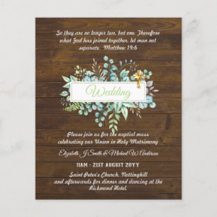 BUDGET Catholique Mariage Invitations Croix de ver