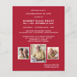 Budget Célébration de la vie Red Photo Invitation