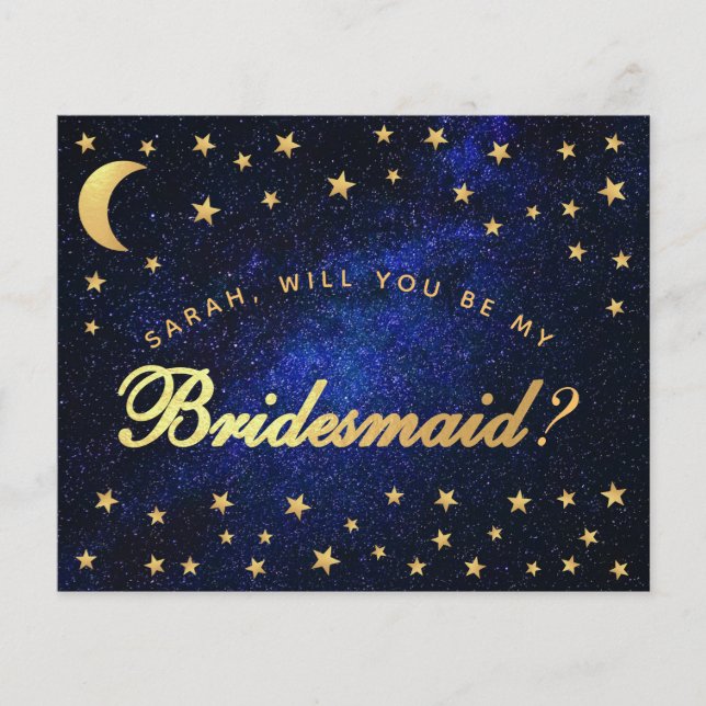 Budget Céleste Gold Stars Bridesmaid Proposition (Devant)