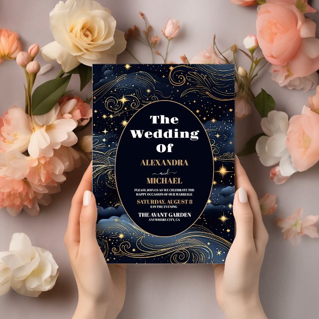 Budget Céleste Midnight Blue Stars Moon Mariage (Créateur téléchargé)