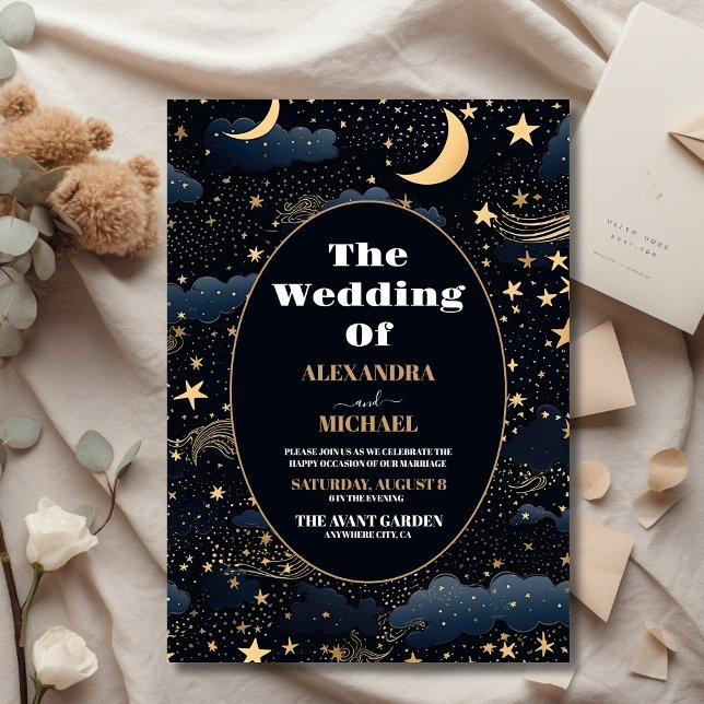 Budget Céleste Nuit Bleue Étoiles Lune Mariage (Créateur téléchargé)