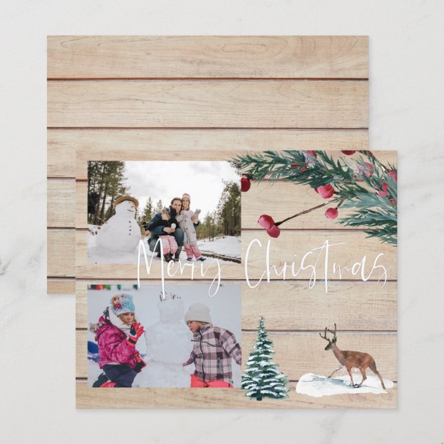 Budget Cerf de Noël Hiver Multi Photo (Devant / Derrière)