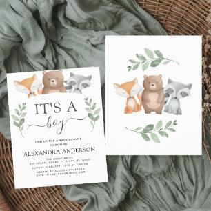 Budget C'est un Baby shower garçon Invitation Wood