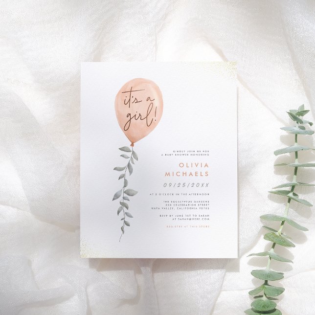 Budget C'Est Une Fille Balloon Baby shower de verd (Créateur téléchargé)