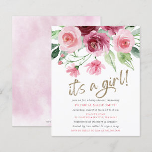 Budget C'est une fille Rose Bourgogne Floral Baby