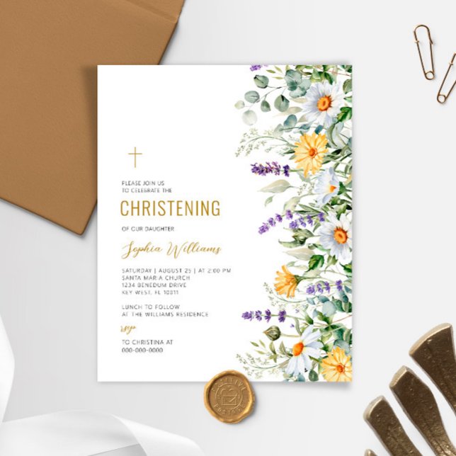 Budget Chamomile & Eucalyptus Christening Invitati (Créateur téléchargé)