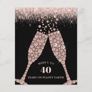 Budget Champagne Toast Black 40e anniversaire Invi