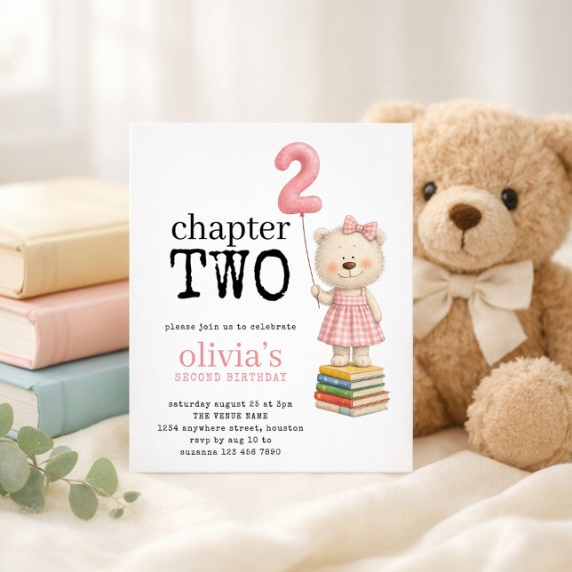Budget Chapter Two Bear Book Girl 2nd Birthday (Créateur téléchargé)