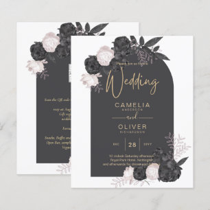 BUDGET Charcoal Gris rose Roses Mariage INVITE
