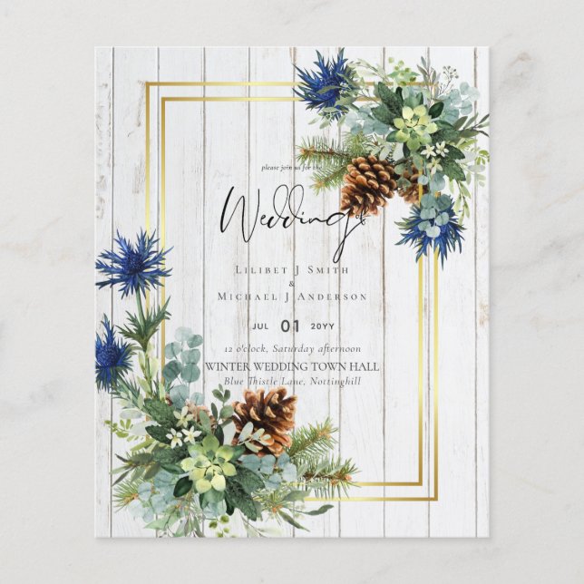 BUDGET  Chardon Bleu Eucalyptus Mariage Monde Ench (Devant)