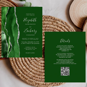 Budget Chasseur Vert Agate Argent QR Code Mariage